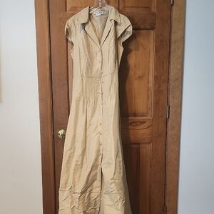 Kate Unger Elegant Tan Button-Down Maxi Dress
